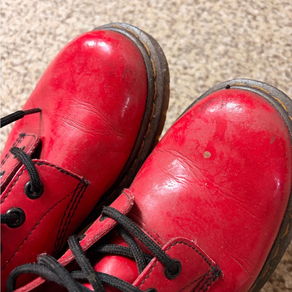 Dr. Martens Red Patent Leather Boots - Picture 7 of 8